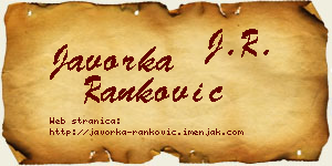 Javorka Ranković vizit kartica
